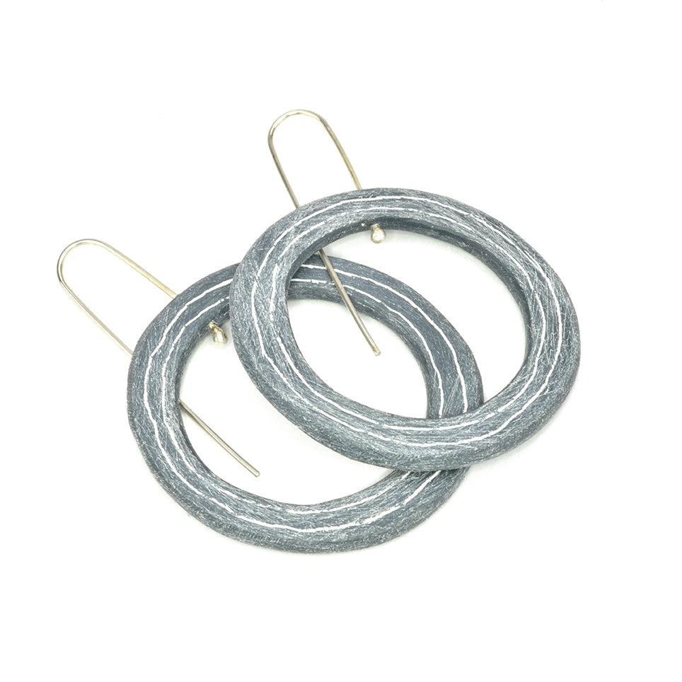 Large grey pinstripe earrings