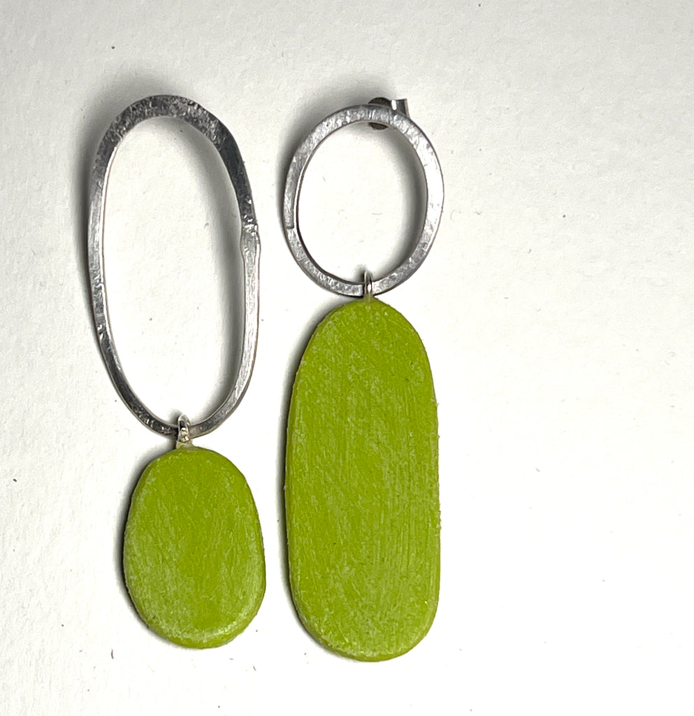 Big and Odd earrings (lime green)
