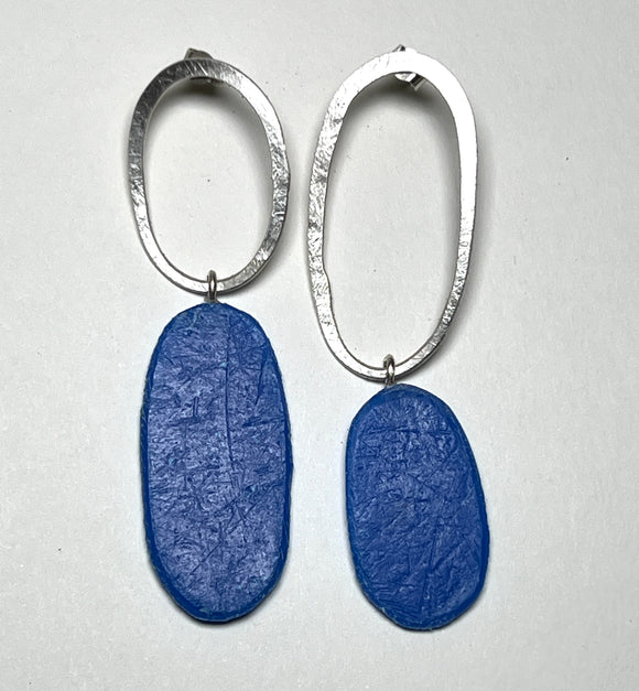 Big and Odd Earrings - bright marina blue