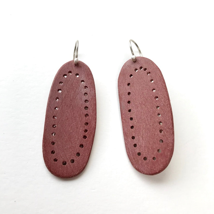 Perforated Pebble Earrings - Burnt Red