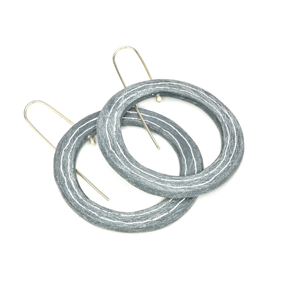 Large grey pinstripe earrings
